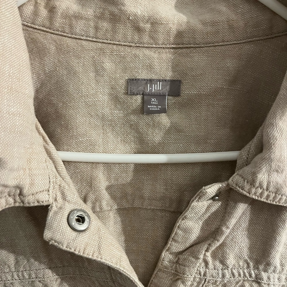 J. Jill Snap Button Front 100% Linen Jacket Women's LT Beige Lightweight Layer - Picture 2 of 7
